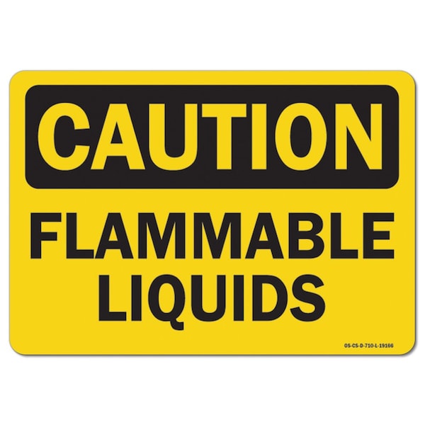 OSHA Caution, 3.5" Height, 5" Width, Decal, 3.5" H, 5" W, Landscape, PK10, Flammable Liquids